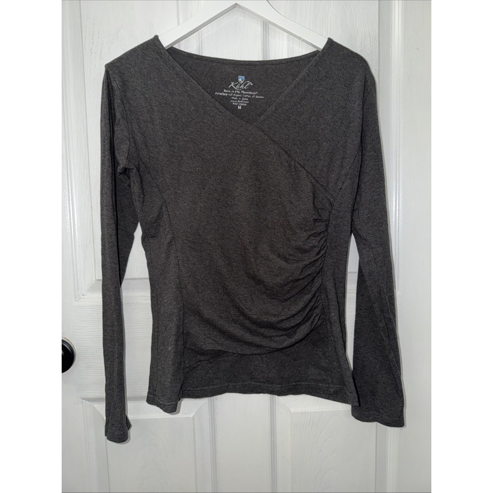 Kuhl Women's Wildfibre Organic Cotton Gray V Neck Blouse M